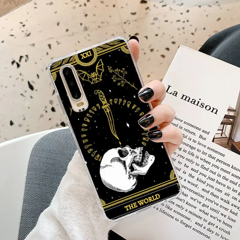

Tarot Skeleton Divination Phone Case Transparent for Samsung A71 S9 10 20 HUAWEI p30 40 honor 10i 8x xiaomi note 8 Pro 10t 11