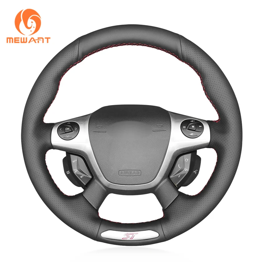 MEWANT черная искусственная кожа Мужская прошитая вручную чехол рулевого колеса