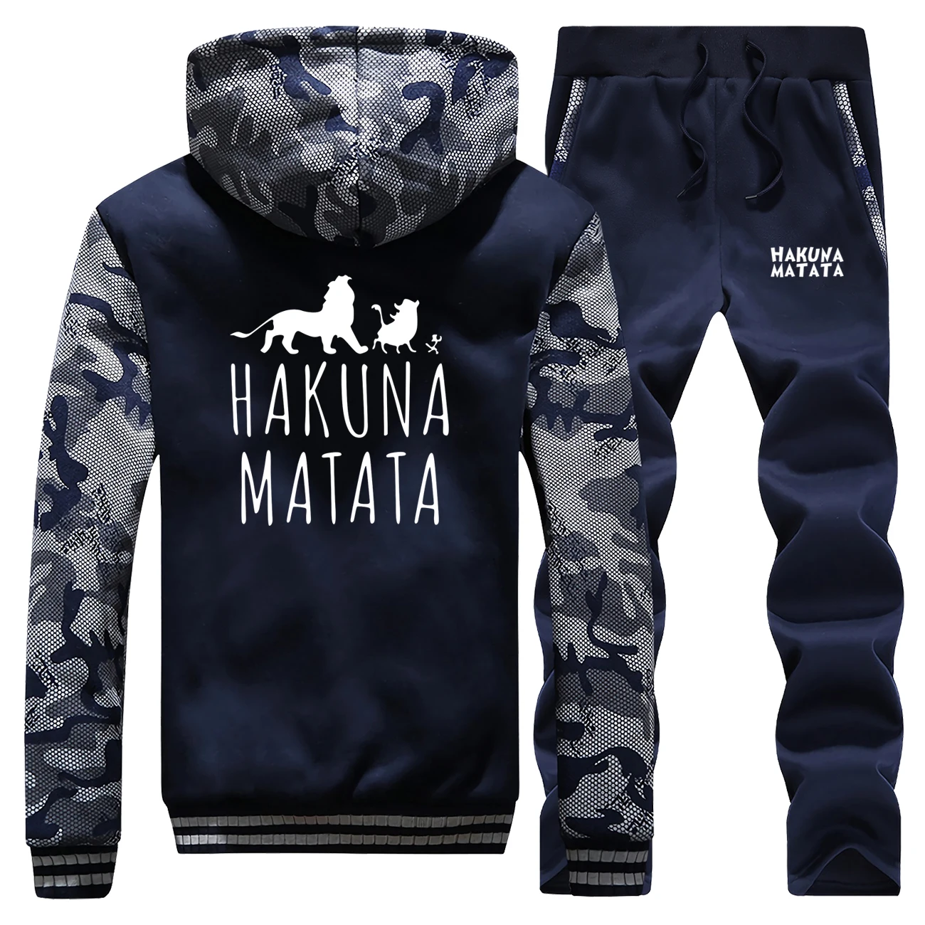 Зимняя флисовая куртка + штаны комплект из 2 предметов принт HAKUNA MATATA повседневный