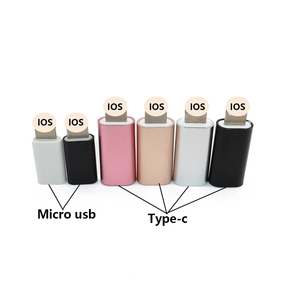 TYPE C или Micro USB кабель для 8 Pin адаптер для iPhone 8 7 6 6S 5 5S 5C SE X для ipad конвертер зарядное устройство Женский адаптер для iPhone