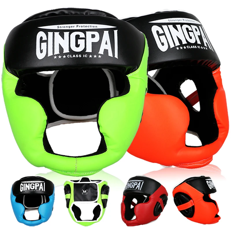 GINGPAI Профессиональный Боксерский шлем головной охранник закрытый тхэквондо