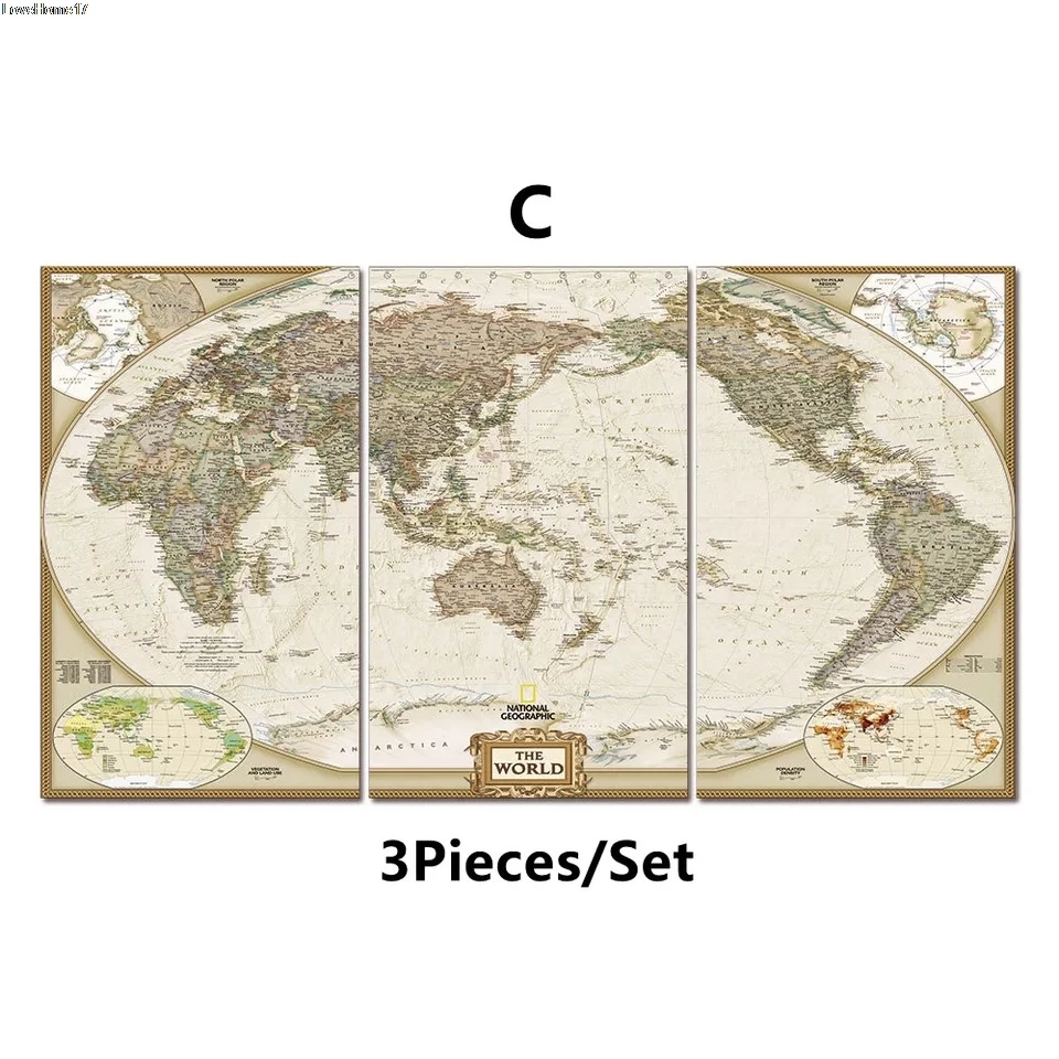 

Triptych Retro Religious Middle Ages European Map Room Living Room Decoration Canvas Oil Painting Art Poster Beautiful