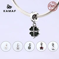 fashionable enamel sterling silver white black red flower shaped pendant for diy bracelet perforated jewelry