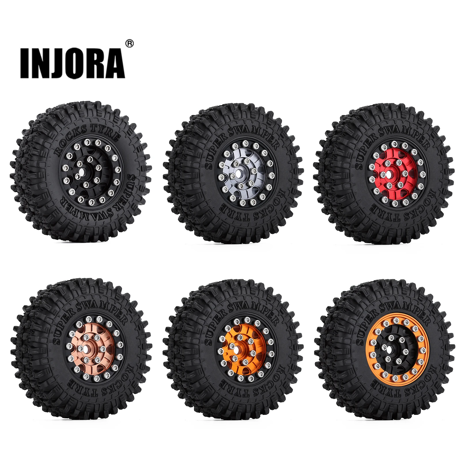 INJORA 4 шт. 52*18 мм 1 0 &quotBeadlock колеса диски шины Набор для 1/24 RC Гусеничный автомобиль
