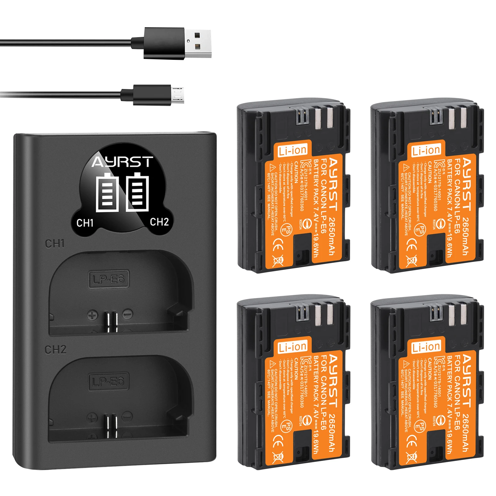 

2650mAh LP-E6 LP E6 LPE6 Camera Battery pack + Dual Charger For Canon 5D 5DS Mark II III 7D 60D EOS 6D 70D 80D batteries E6N