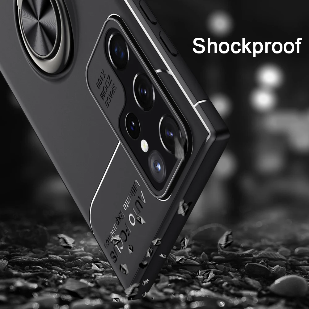 keysion shockproof case for samsung s22 ultra s22 s21 fe s20 plus silicone ring stand phone back cover for galaxy note 20 ultra free global shipping
