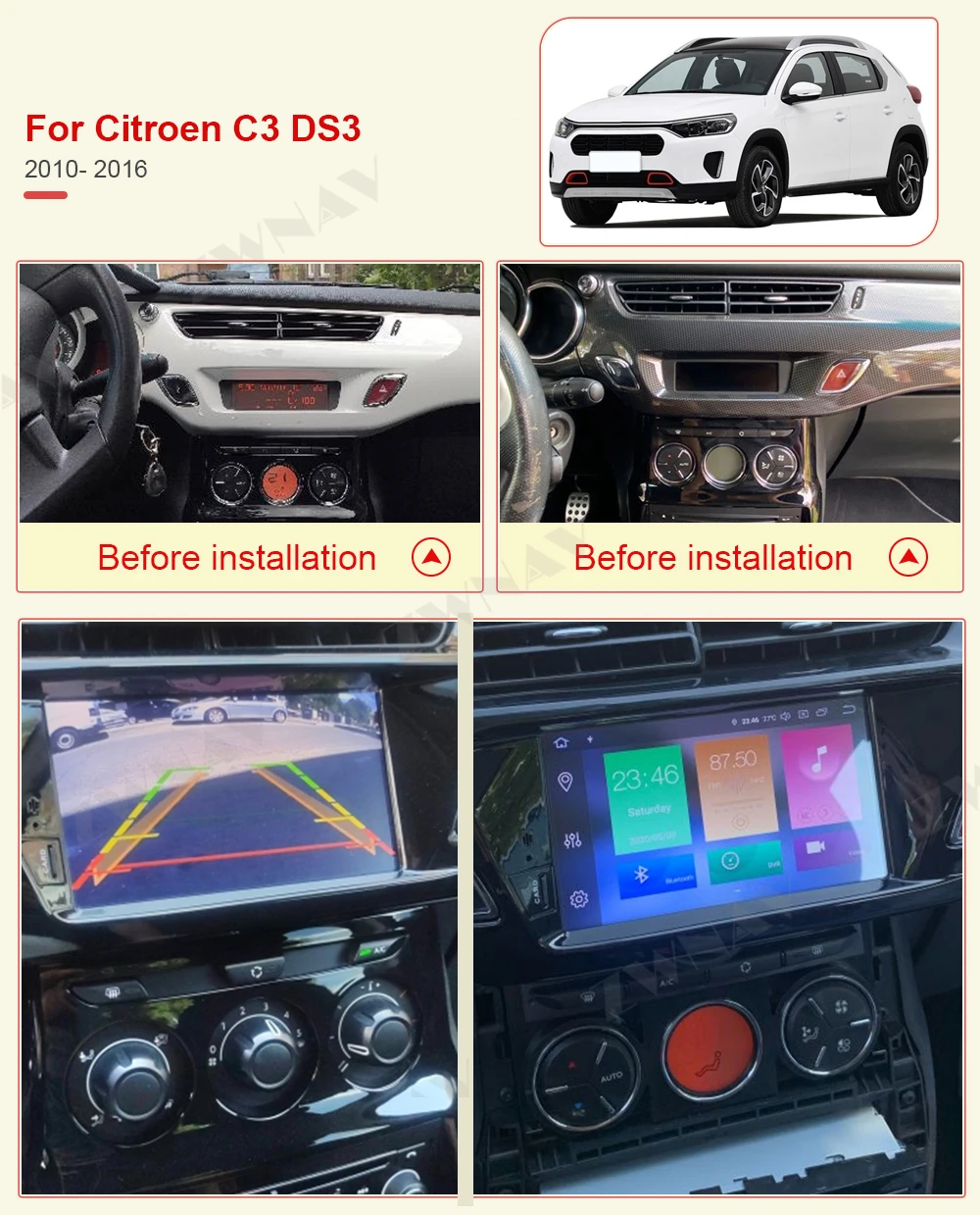 Головное устройство с IPS экраном для Android плеера Citroen C3 DS3 2010 2011 2012 2013 2014 2015 2016