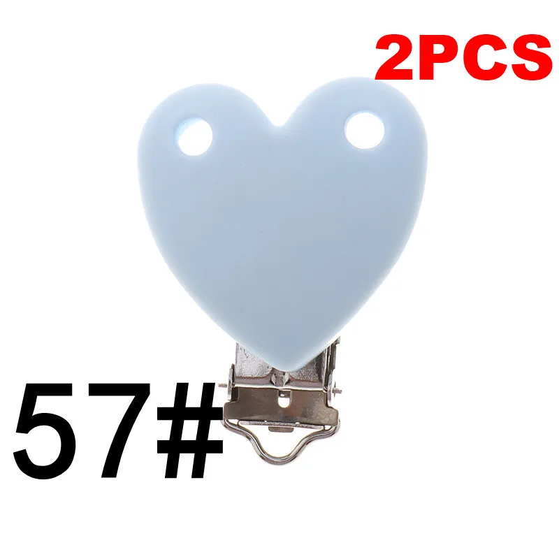 HC-57 Pastel Blue Fkisbox 2pcs Mouse Pacifier Clip Silicone Bead Baby Teether& Plastic Teething Accessories Nipple Clasps Toy DIY Round Koala - Цвет: HC-57 Pastel Blue