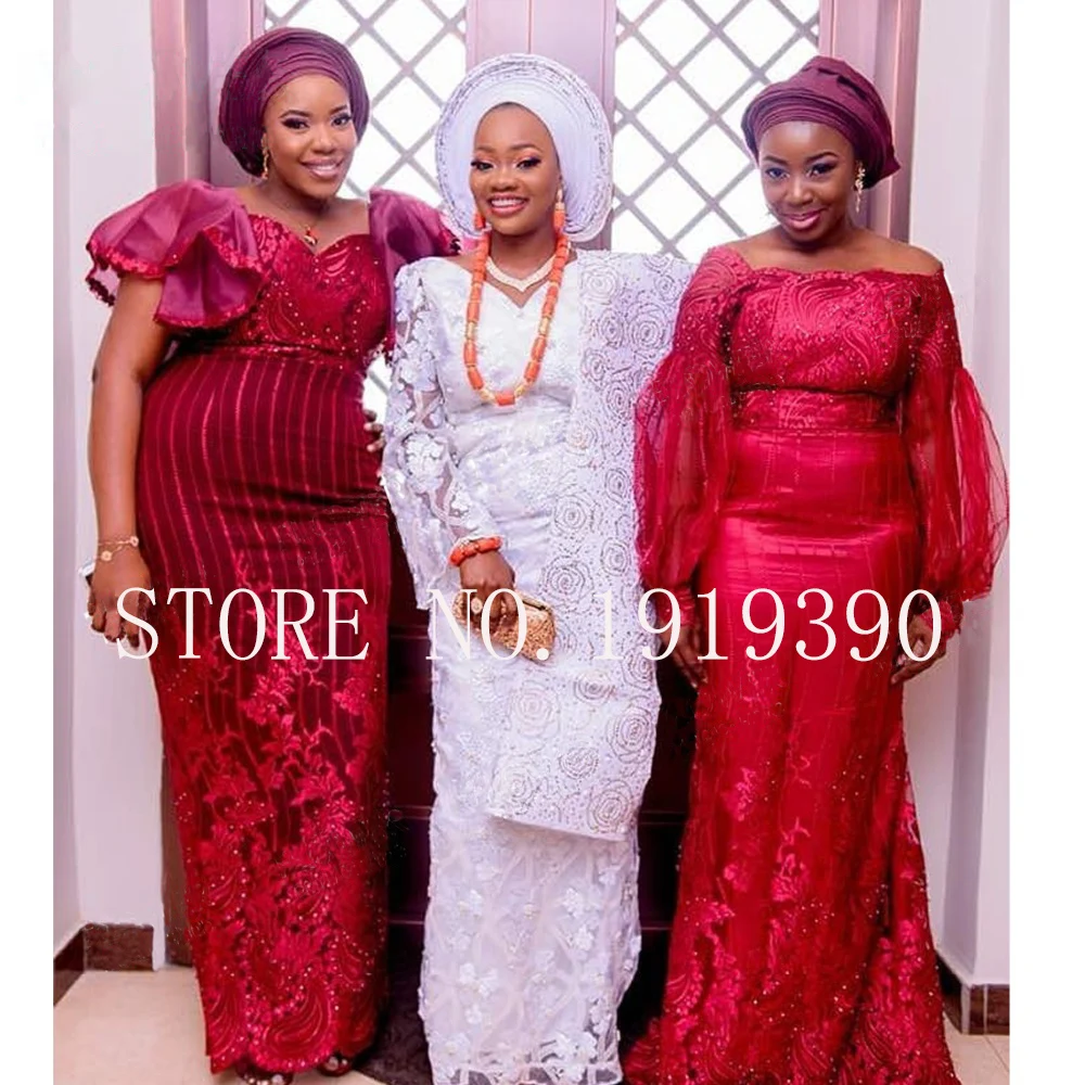 

Red African French Tulle Net Lace Fabric with Beads Fashion Nigerian Wedding African Lace Fabrics For Dress PL2733