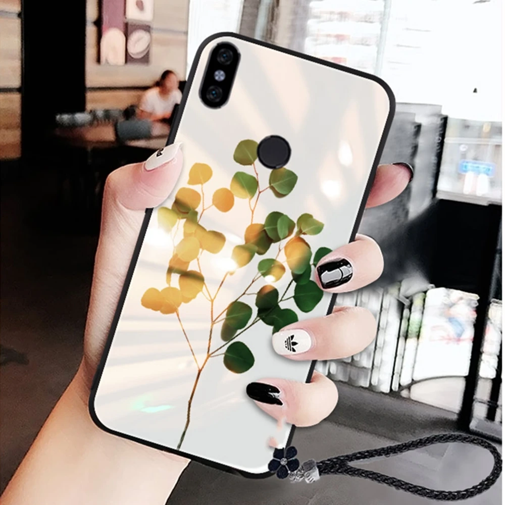 Design Case For Xiaomi Redmi 4X 6A 7 7A 8 5 6 Pro Plus Note 8t K20 K30 Tempered Glass Flower Pattern Phone Silicone Cover |
