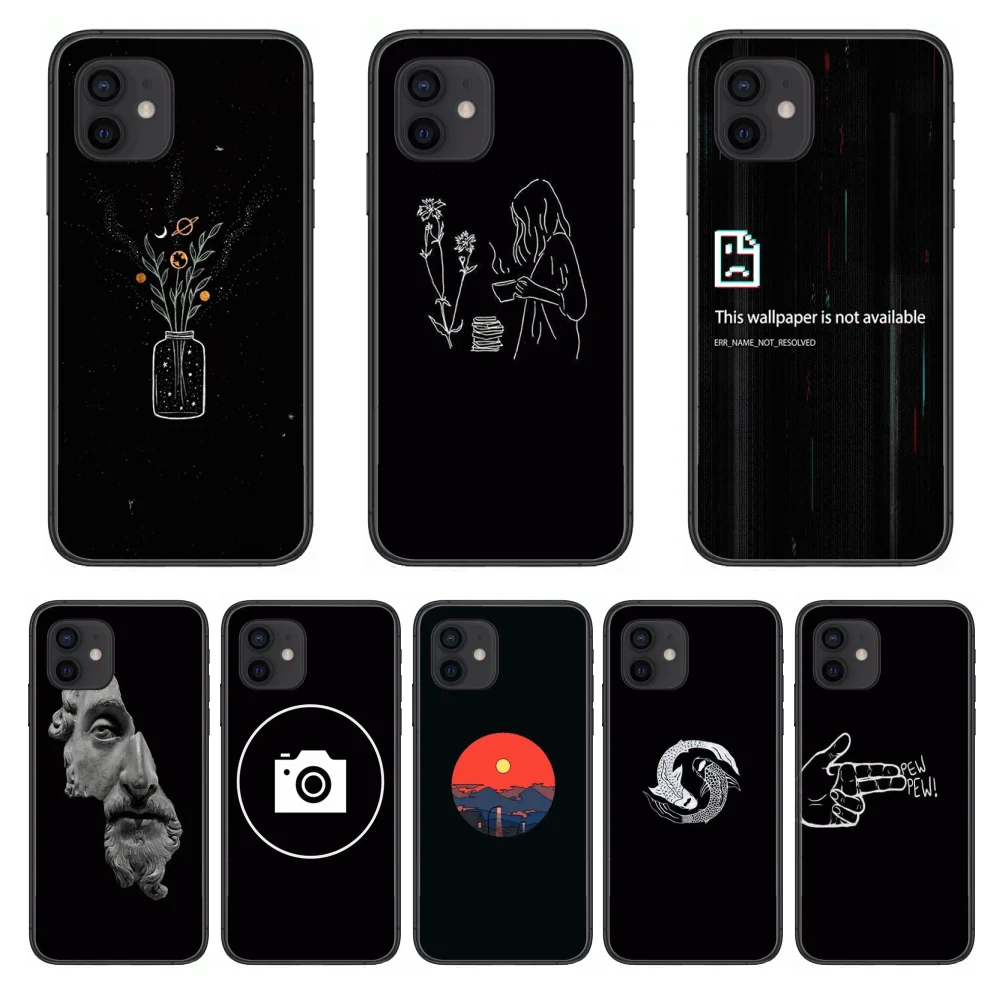 

Exquisite Delicate Style Phone Case cover For iphone 12 pro max 11 8 7 6 s XR PLUS X XS SE 2020 mini black cell shell