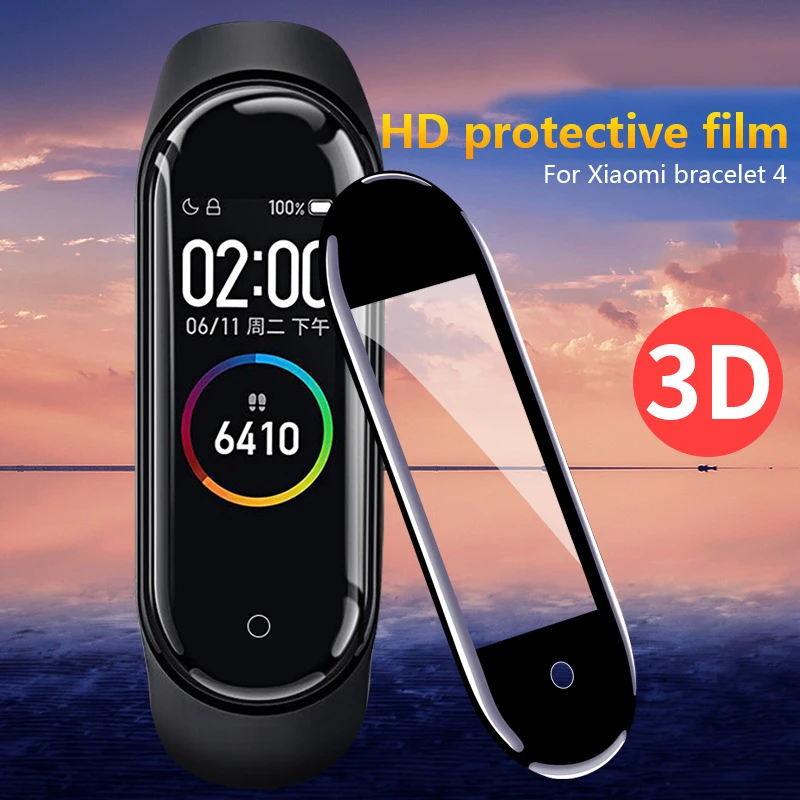3D Защитное стекло для Xiaomi Mi Band 4 пленка смарт часов полное покрытие мягкое экрана