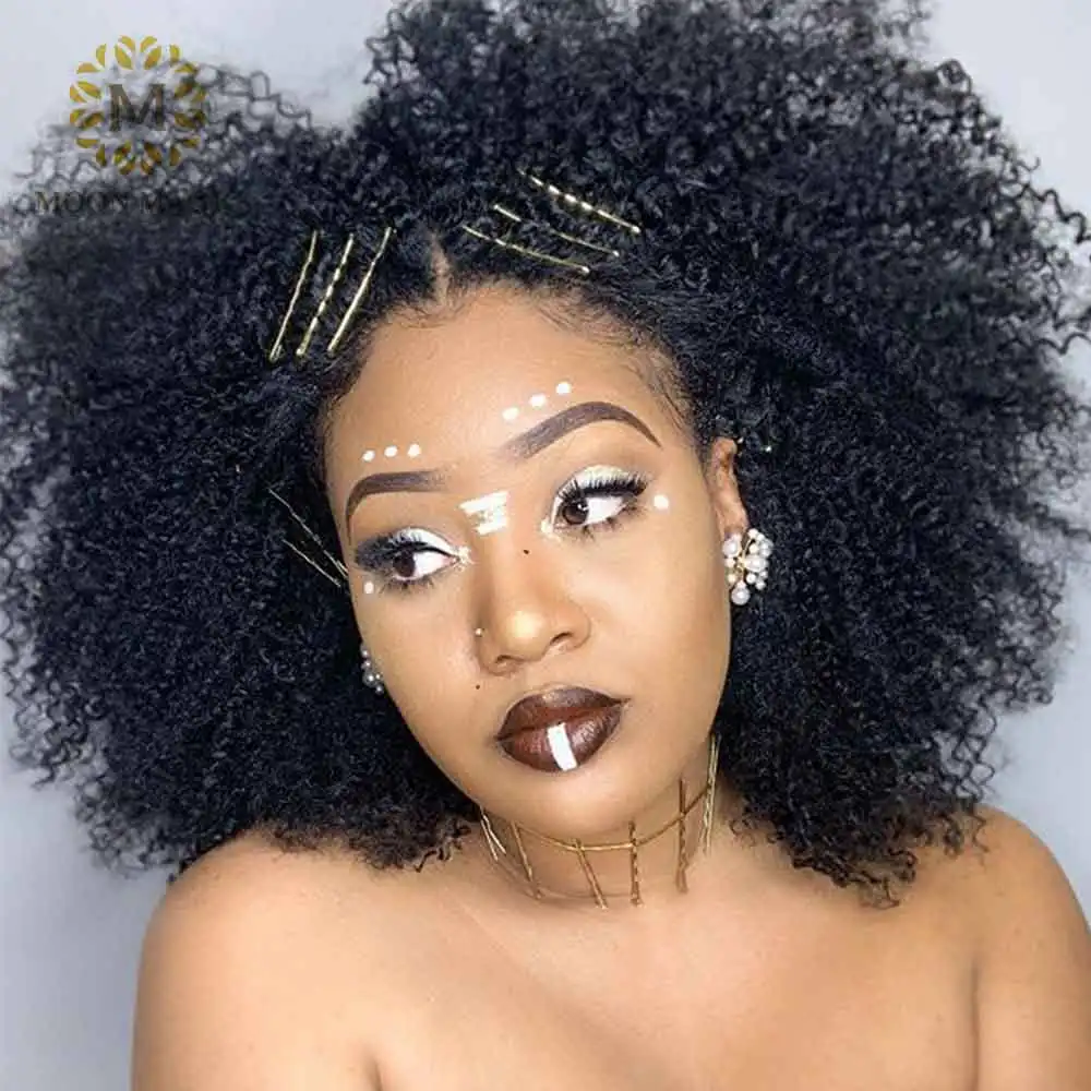 4B 4C афро кудрявый массовых человеческих волос для наращивания на заколках