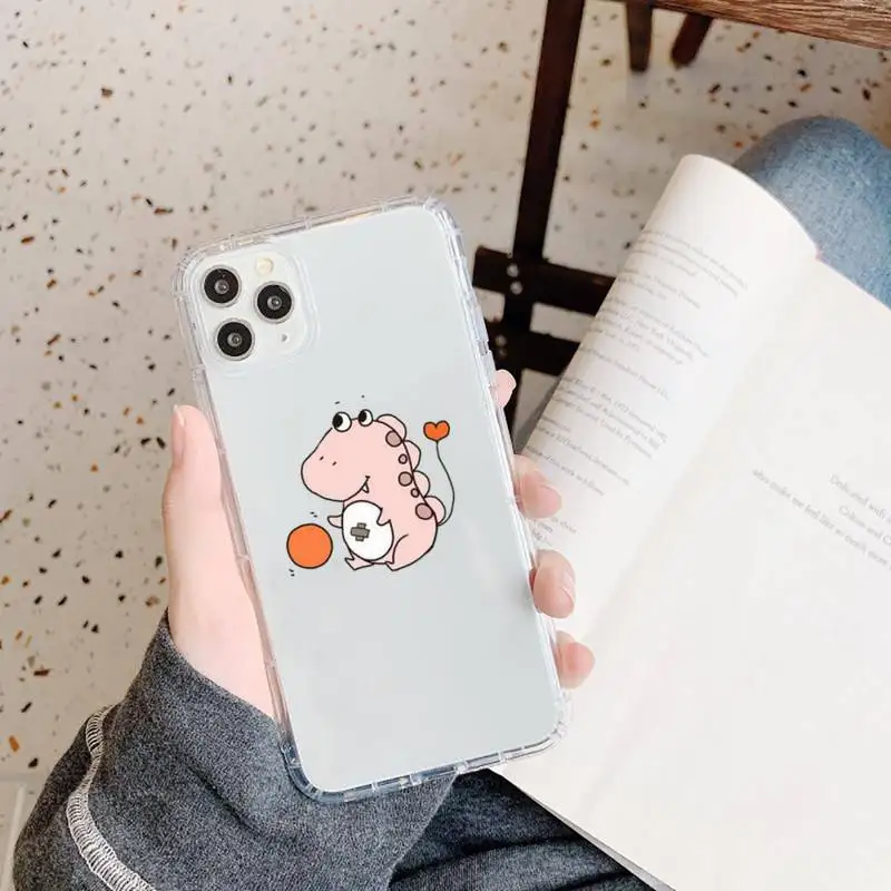

Creative cute dinosaur Phone Case Transparent for iPhone 11 12 mini pro XS MAX 8 7 6 6S Plus X 5S SE 2020 XR