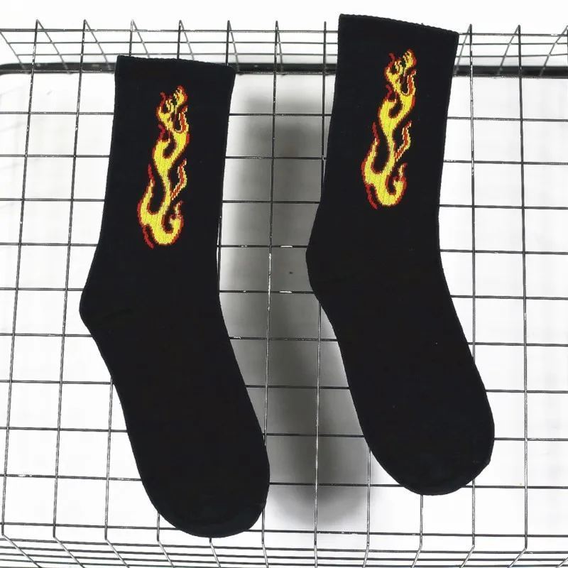 Мужские модные носки в стиле хип хоп хит цвет на огне красный огонь пламя фонарь