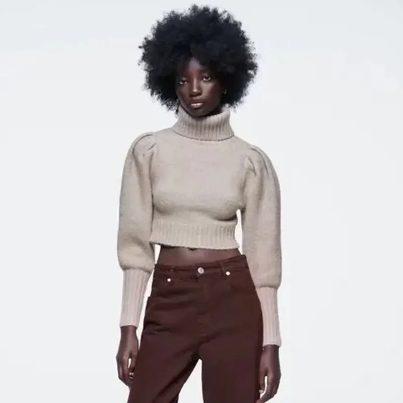 

Женский Осенний пуловер Nlzgmsj Za 2022, вязаный женский зимний свитер с длинным рукавом и высоким воротником, облегающая Повседневная Уличная од...