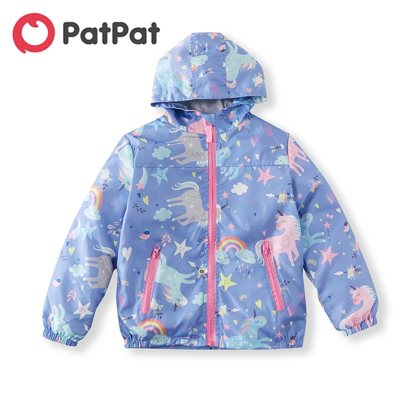 PatPat 2020 New Spring and Autumn Fashionable Unicorn Allover Coat Kids Girl  Jackets & Coats Clothes