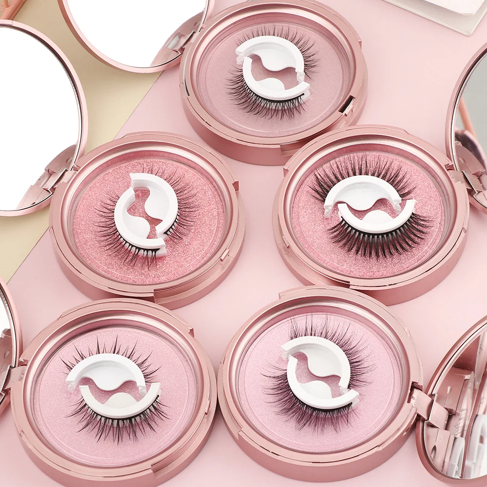 Зеркальные многоразовые самоклеящиеся ресницы натуральные Многослойные