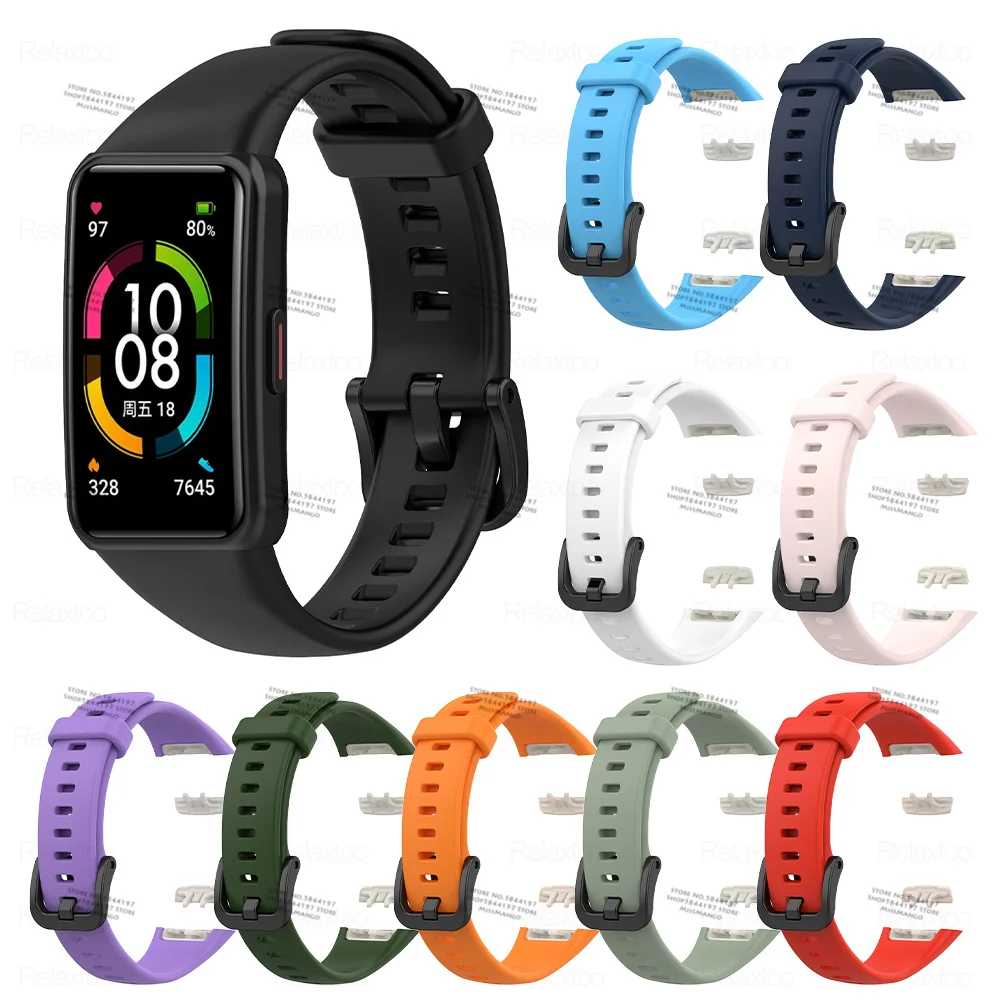 

New Silicone watch Straps For Huawei band 6 Fashion Sport Strap for huawei honor band 6 Soft Strap Bracelet Replacement Adjustab