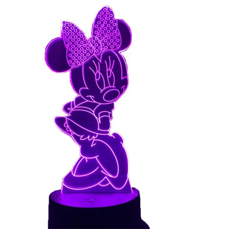 Disney Микки Минни 3d Ночник светильник украшение для спальни Lampara Дети
