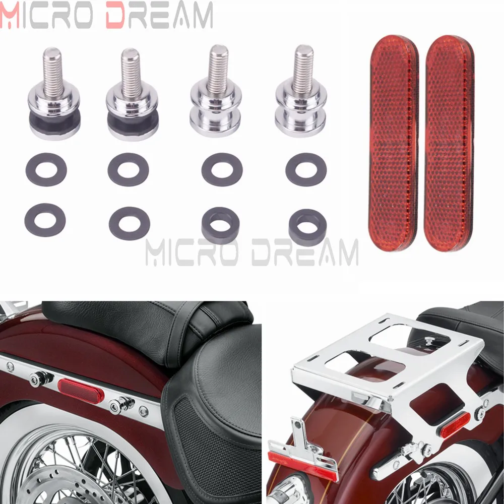 

Motorcycle Docking Hardware Kit with Reflector for Harley FLDE FLHC FLSL FXBB FXFB FXFBS FLSB FXLR 18-UP Backrest Mounting Bolts