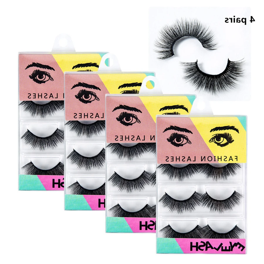 

150set/lot 3D Mink Eyelashes Natural False Eyelashes Long Eyelash Extension Faux Fake Eye Lashes Makeup Tools 4Pairs/lot