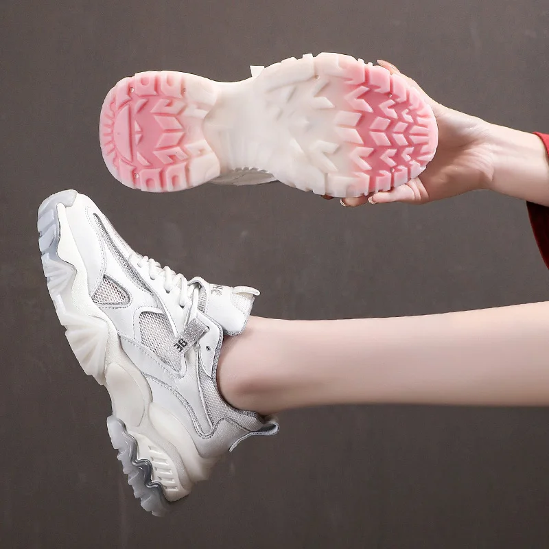 

Женские кроссовки на платформе, демисезонные дышащие кроссовки на вулканизированной подошве, со шнуровкой, 2021