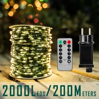 10m 200m led string lights fairy christmas garland outdoor decor lights waterproof with remote for tree street bedroom wedding