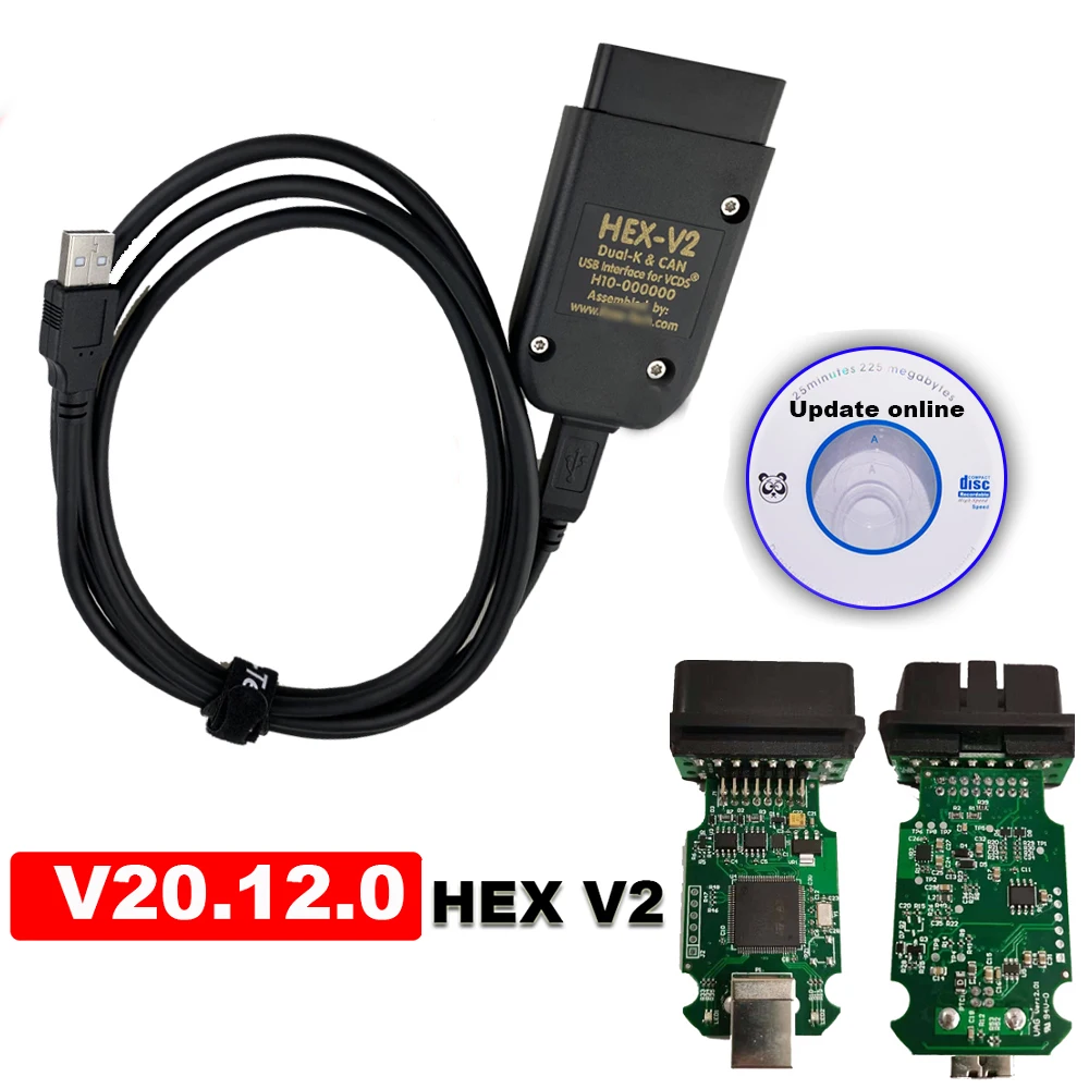 Новейший интерфейс HEX V2 VAGCOM 20.4.2 USB с V20.12.0 для VW AUDI Skoda Seat STM32F405 чип ARM|Электрические