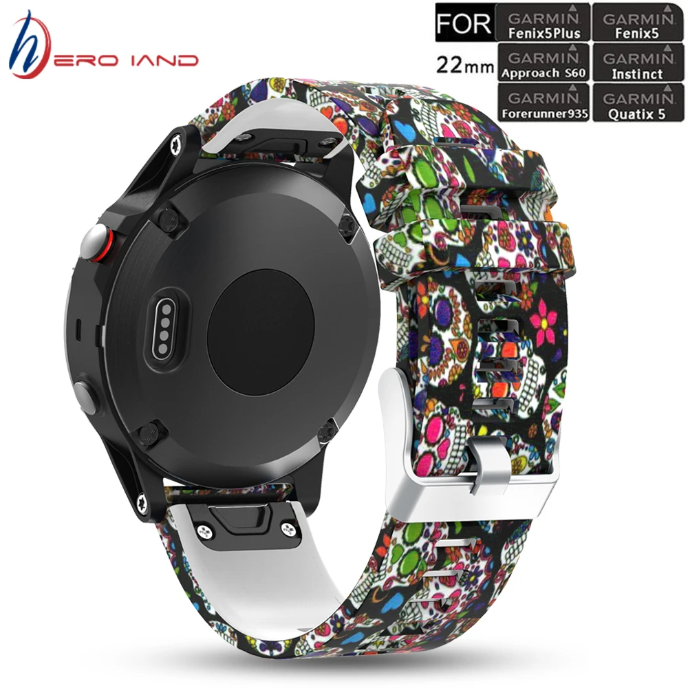 Ремешок 22 мм для Garmin Fenix 5 6 Pro forerunner 935 945 GPS Смарт-часы с принтом Спортивные
