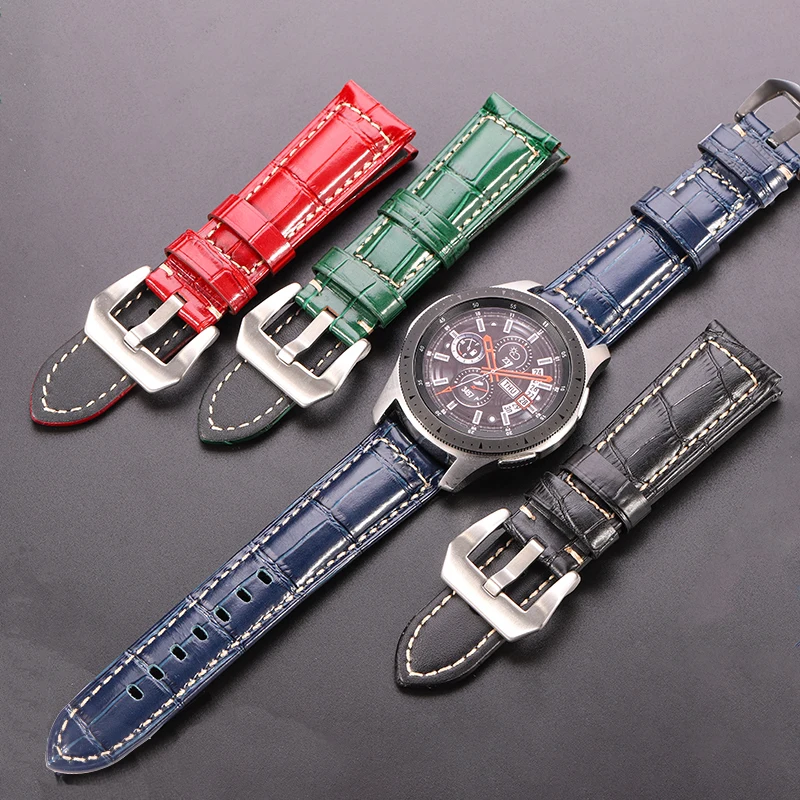 Genuine Leather Watchbands Black Brown Red Blue Green Orange Women Men Watch Strap For PAM Accessories 20mm 22mm 24mm