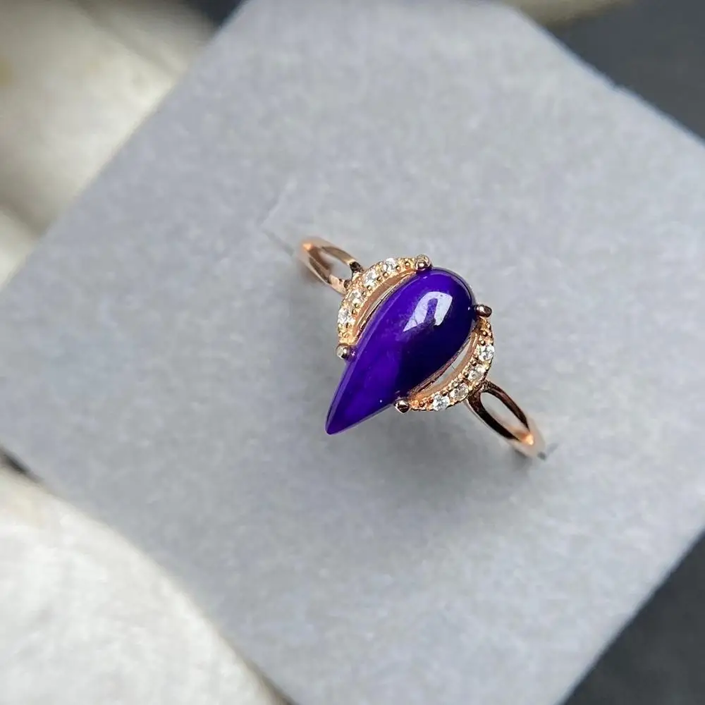 

ECHSUN Sugilite ring necklace pendant ring anelli de mujer bague anel collar de plata 925 silver fashion jewellery handmade