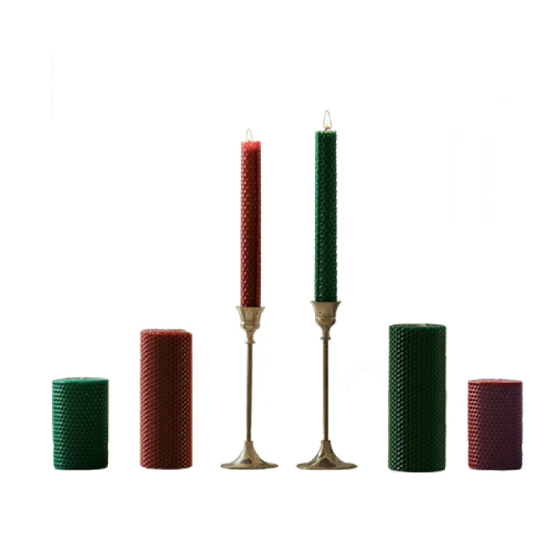

Handmade Candles Smokeless Red Green Column Beeswax Honeycomb Candles Christmas Festival Wedding Bougie Decoration Home Decor