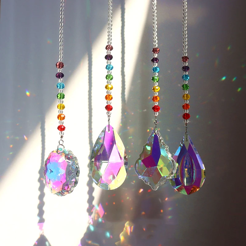 

Crystal Rainbow Wind Chime Pendant Hanging Prism Moon Ornament Garden Home Decor Outdoor Patio Garden Windchime Wedding Decor