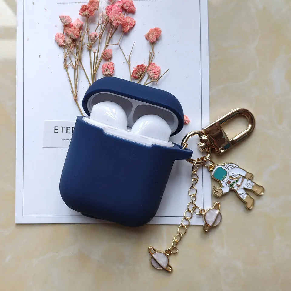 High quality Силиконовый чехол с космическим космонавтом для Apple Airpods 1, 2, аксессуары, защитный чехол, сумка, чехол для наушников, брелок для ключей - Цвет: High quality