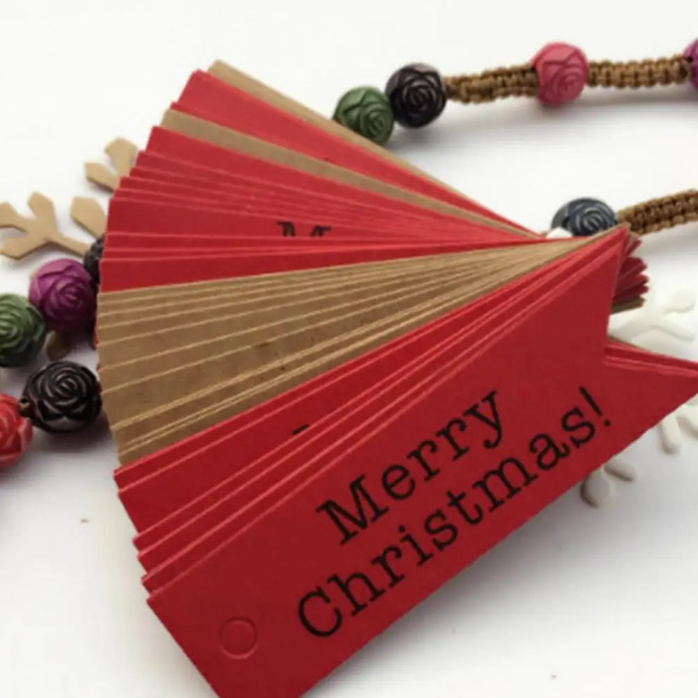 100 шт./компл. с Рождеством крафт-бирки 10 м веревкой как Рождественское украшение