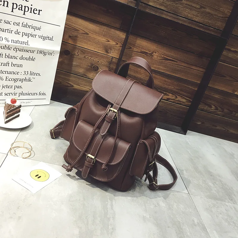 Стильный кожаный рюкзак для путешествий женская сумка Минималистичная