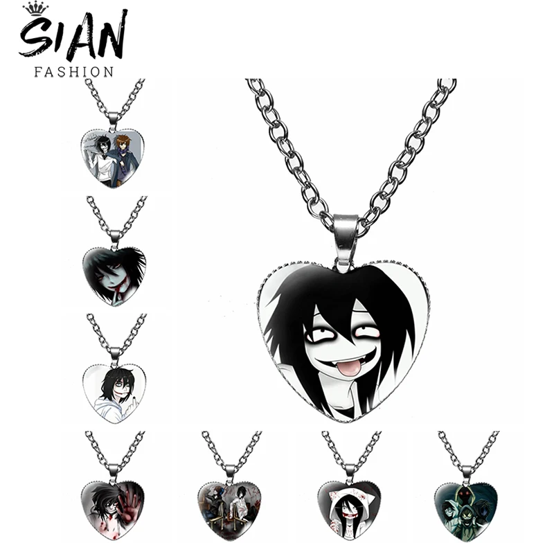 Ожерелье с кулоном в виде сердца Джефф и Джейн жуткая паста ожерелье Ticci Тоби со