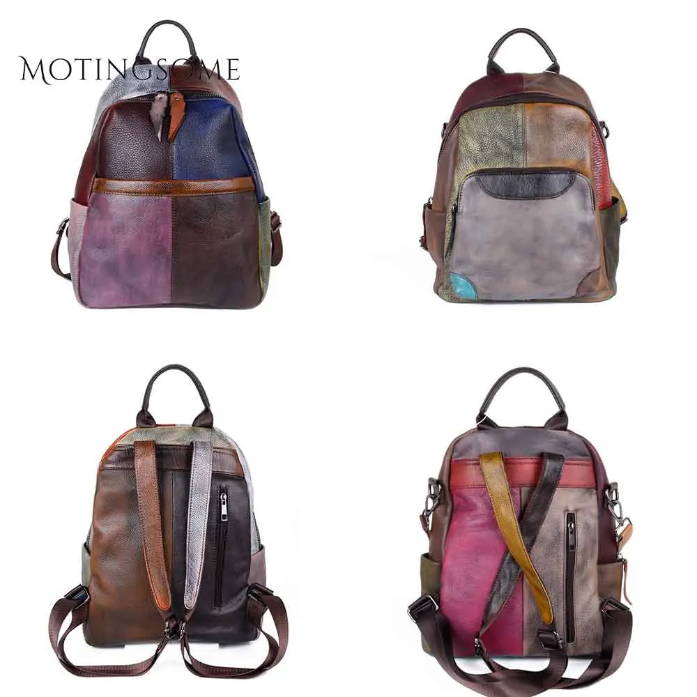 Ручная работа Ретро стиль женский рюкзак из натуральной кожи воловьей кусков для