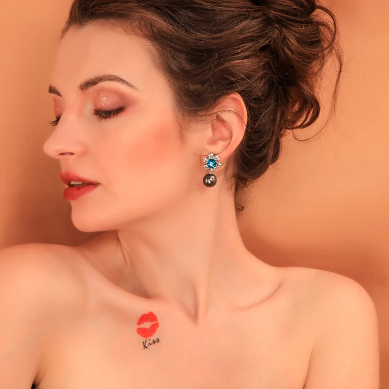 OL Женские Висячие серьги с цветком и искусственным жемчугом серьги-подвески