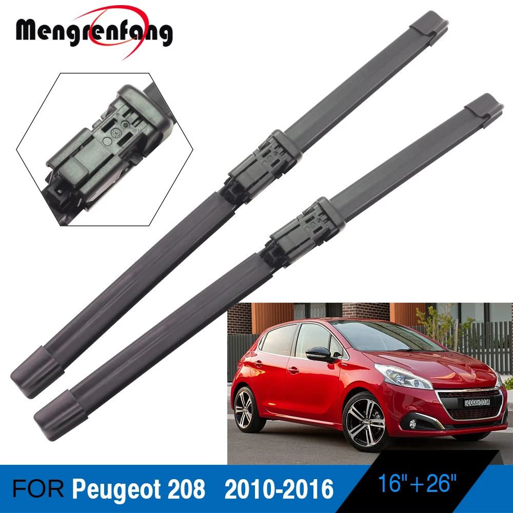 

For Peugeot 208 Car Soft Rubber Wiper Front Windscreen Wiper Blades Push Button Arms 2010 2011 2012 2013 2014 2015 2016
