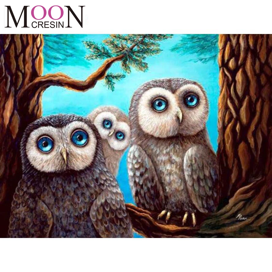 Животное 5D Diy алмазная живопись Сова камни в форме ромба круглый дрель мозаика