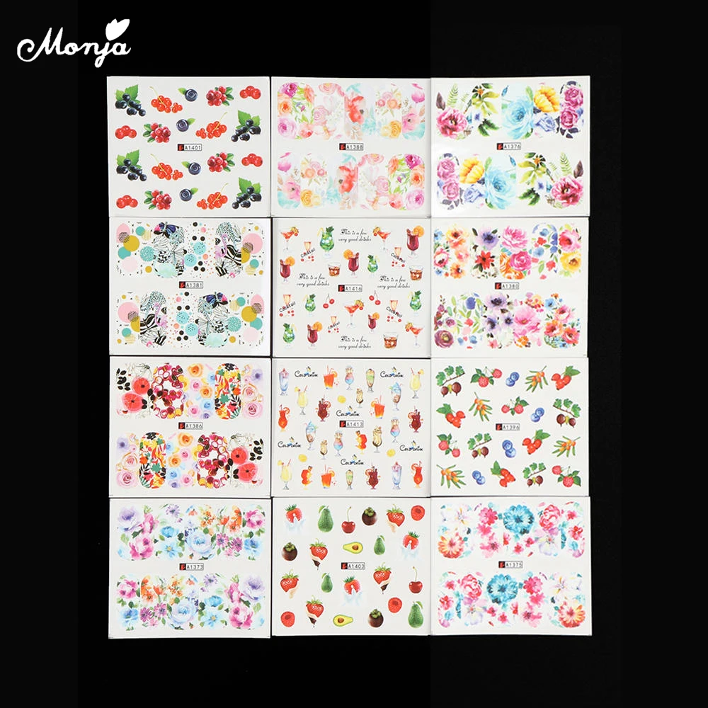 

48Pcs/set Water Decals Slider Nail Art Sticker Set Colorful Mixed DIY Watermark Nail Art Decorations Manicure Tattoo