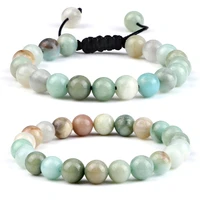 braid adjustable natural amazonite stone beaded bracelets for women men 6 8mm fashion energy ore mineral home lava jewelry gifts