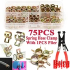 75 шт. оцинкованные Пружинные зажимы 6-22 мм для шланга + 1 шт. Прямой зажим для горла для ленты зажим металлический зажим в ассортименте набор креплений