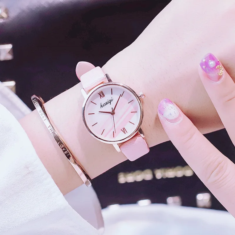 Cherry powder luxury women dress watches simple  female quartz leahter watch women's Vogue Pop brand casual wristwatches