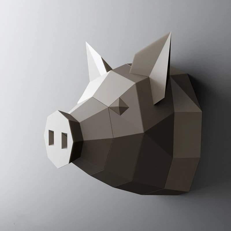 

Бумажная поделка свинка низкая поли свинка трофей детские подарки игрушки 3D бумажная модель свинья голова бумажная поделка свинья животны...