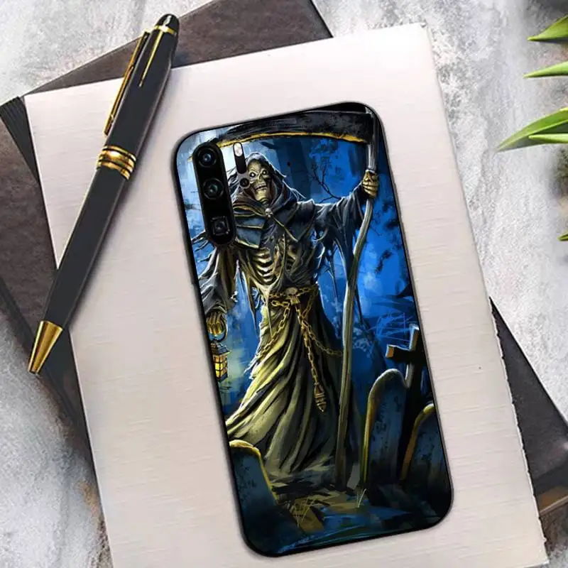TOPLBPCS Grim Reaper Череп Скелет мягкий чехол для телефона huawei P8 P9 p10 p20 P30 P40 pro lite psmart