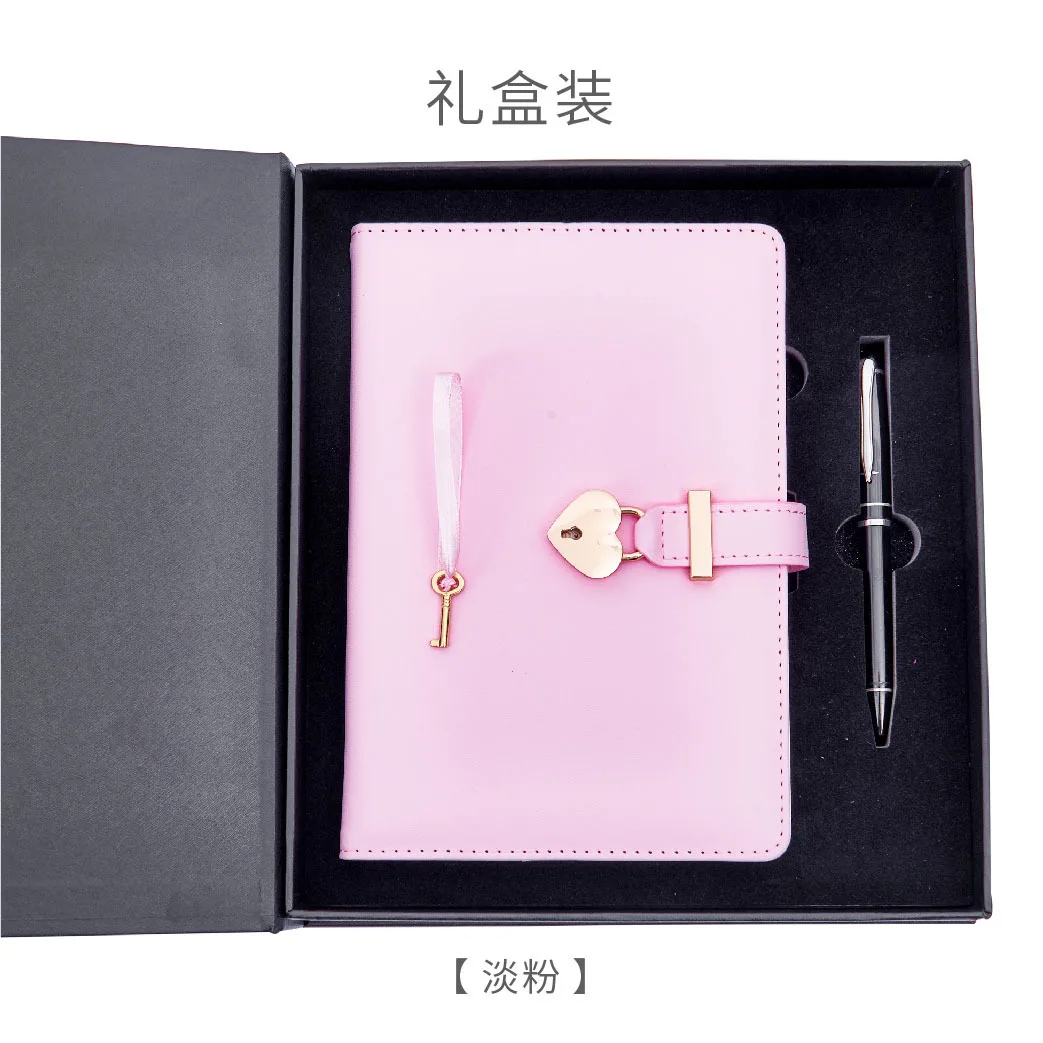 2021 New A5 Girl Powder Fashion Simple Pure Color Heart Lock Calendar Notebook Essential Gift Stationery For Friends And Lovers |