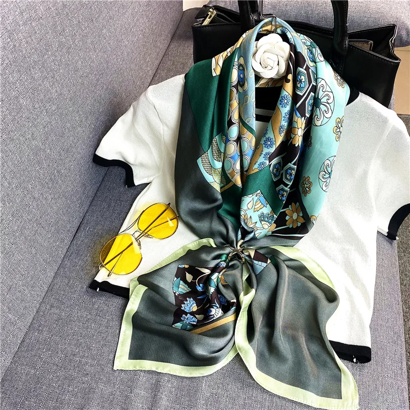 

Fashion Summer Silk Scarf Women Scarves for Hair Neck Cover Female Kerchief Bandana Hijab Bufanda de seda Foulard carre femmes